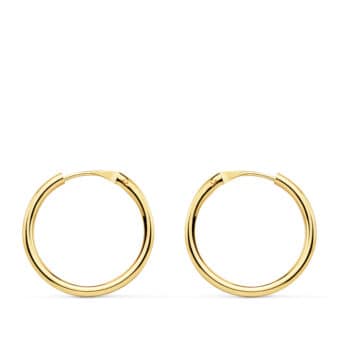 Pendientes Niña Aro Liso en Oro Amarillo de 18 Quilates 16 x 1,5 mm
