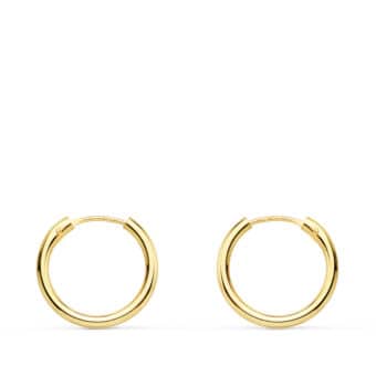 Pendientes Niña Aro Liso en Oro Amarillo de 18 Quilates 14 x 1,5 mm