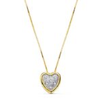 Gargantilla Oro Bicolor 18 Quilates Corazón 8 mm Circonitas