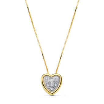 Gargantilla Oro Bicolor 18 Quilates Corazón 8 mm Circonitas
