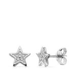 Pendientes 6,5 x 6,5 mm Oro Blanco 18 Quilates Estrellas Circonitas