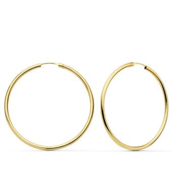 Pendientes Aro Tubular 43 x 2 mm Oro Amarillo 18 quilates Ligeros