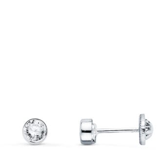 Pendientes Bebé 4mm Oro Blanco 18K Bocel Circonita