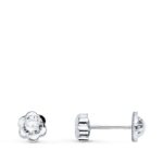 Pendientes Bebé 5mm Oro Blanco 18K Flor Circonita