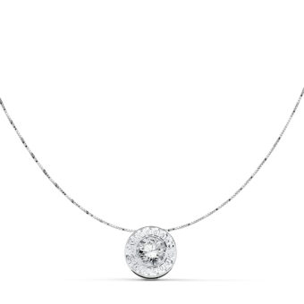 Gargantilla Chatón 8,5mm Oro Blanco 18K Circonita y Greca