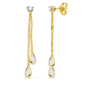 Pendientes Colgantes 34 mm Oro Amarillo 18 Quilates Circonitas