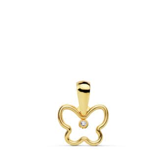 Colgante Mariposa 9 x 8 mm Oro Amarillo 18 Quilates Silueta Centro