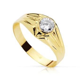 Sello Niño 5 mm Oro amarillo 18 Quilates Circonita Central