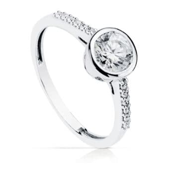 Solitario Compromiso Oro Blanco 18K Chatón 5,5 mm