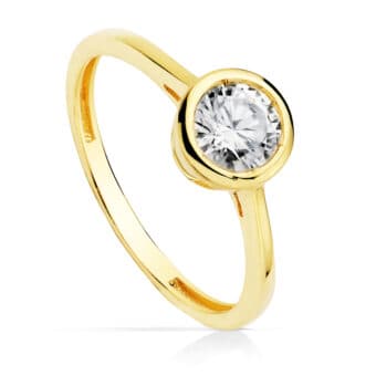 Solitario Compromiso Oro Amarillo 18K Circonita 5,5 mm