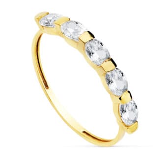 Media Alianza Compromiso Oro Amarillo 18K Cinco Circonitas 4 x 3 mm