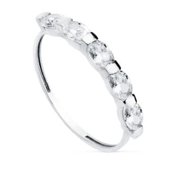 Media Alianza Compromiso Oro Blanco 18K Cinco Circonitas 4 x 3 mm