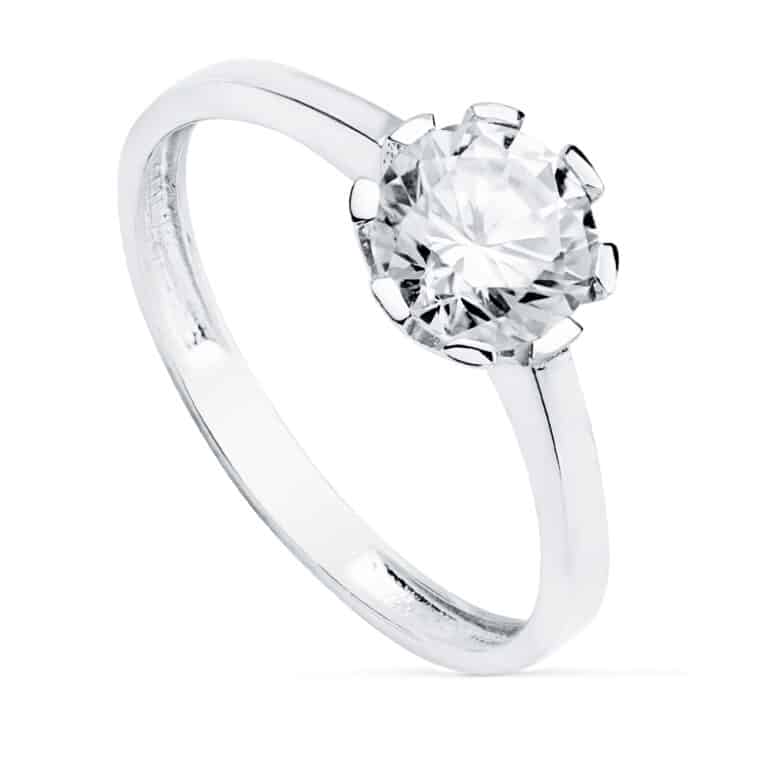 Solitario Compromiso Oro Blanco 18K Circonita 7 mm - Imagen 1