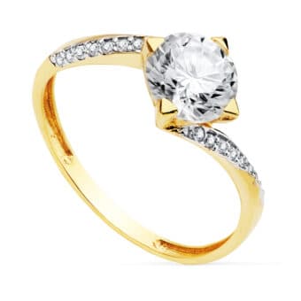 Solitario Compromiso Oro Bicolor 18K Circonita 7 mm