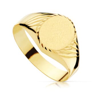 Sello Cadete Hueco Oro Amarillo 18 Quilates Tallado