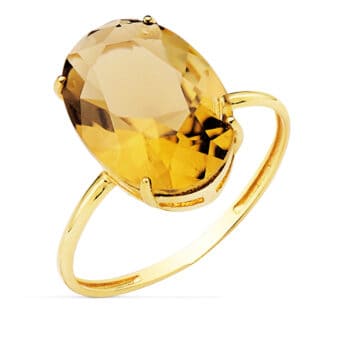 Anillo Oro Amarillo 18 Quilates Piedra Oval 14 x 10 mm Color Citrino