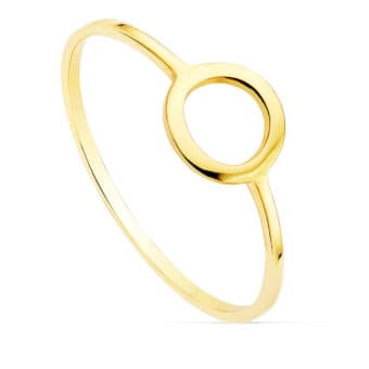 Anillo en Oro Amarillo 18K Aro Fino con Círculo 7,5 mm