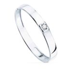 Anillo en Oro Blanco de 18K Tipo Tablón 2,2 mm con Circonita