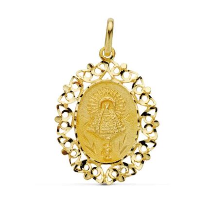 Medalla Virgen del Pilar 30 x 22 mm Oro Amarillo 18K con Cerco