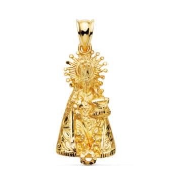 Medalla Virgen de los Desamparados 31 x 15 mm Oro Amarillo 18K con Silueta
