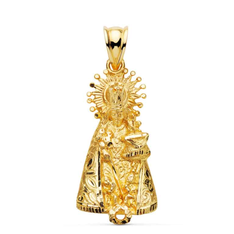 Medalla Virgen de los Desamparados 31 x 15 mm Oro Amarillo 18K con Silueta - Imagen 1
