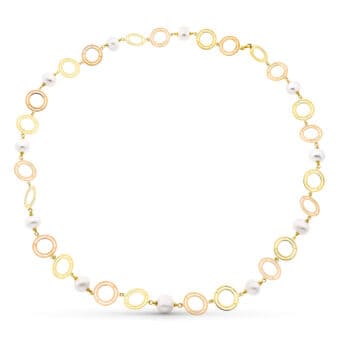 Collar Perlas Cultivadas 14 mm 85 cm Oro Bicolor 18 Quilates Piezas Redondas