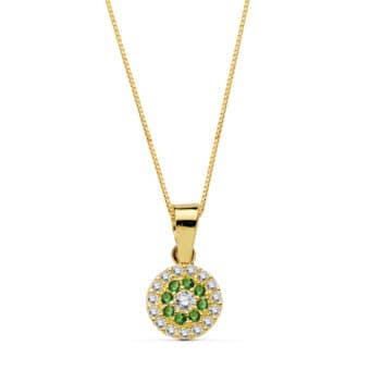 Collar 7 mm Oro Amarillo 18 Quilates Orla Circonitas Verdes