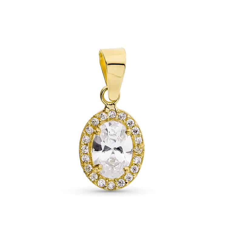 Colgante 10 x 8 mm Oro Amarillo 18K Orla de Circonitas - Imagen 1