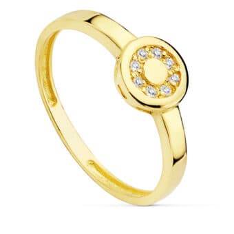 Anillo Comunión 6,5 mm en Oro Amarillo 18K con Orla Circonitas