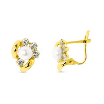 Pendientes Comunión 7 mm en Oro Amarillo 18K con Perla