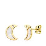Pendientes 8 x 6 mm en Oro Amarillo de 18 Quilates Luna con Nácar