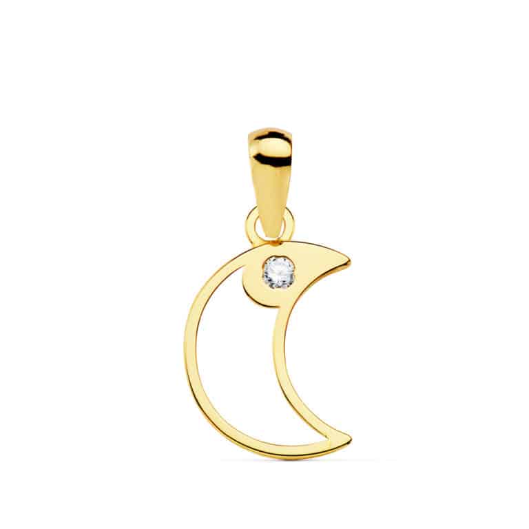 Colgante 12 x 9 mm Oro Amarillo 18 Quilates Círculo con Circonita - Imagen 1