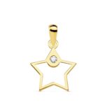 Colgante 12 x 12 mm Oro Amarillo 18 Quilates Estrella con Circonita