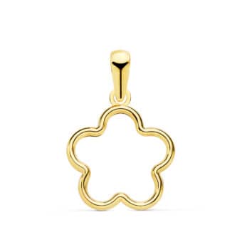 Colgante 12 x 12 mm Oro Amarillo 18 Quilates Silueta Flor