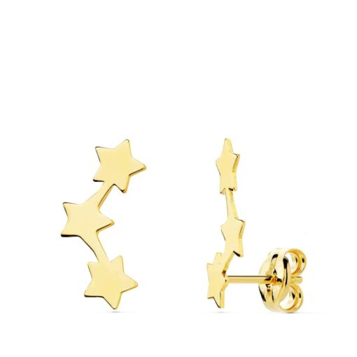 Pendientes 13 x 4 mm Oro Amarillo 18 Quilates Trepadores con Estrellas