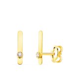 Pendientes 10 x 1,5 mm Oro Amarillo 18K Mini Barra Circonitas