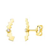 Pendientes 10 x 3 mm Oro Amarillo 18K Mini Cubos Circonitas
