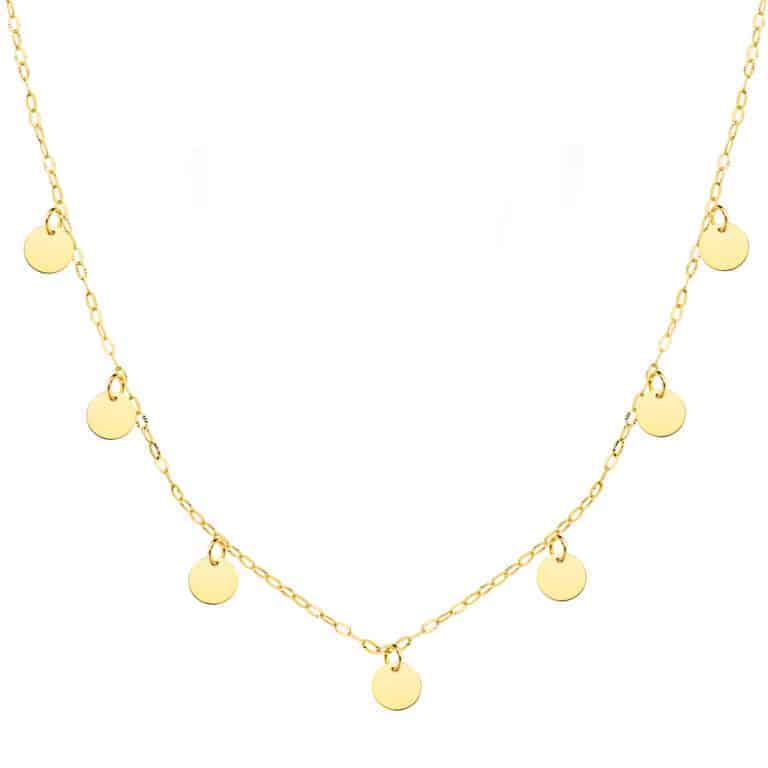 Gargantilla Oro Amarillo 18 Quilates Chapas Lisas Colgantes - Imagen 1