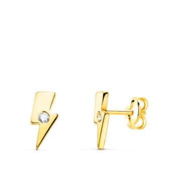 Pendientes Rayo Niña 6 x 3 mm Oro Amarillo 18 Quilates Circonitas
