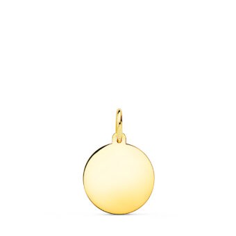 Colgante Disco Grabación 12 mm Oro Amarillo 18 quilates Brillo