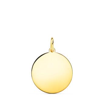 Colgante Disco Grabación 16 mm Oro Amarillo 18 quilates Brillo