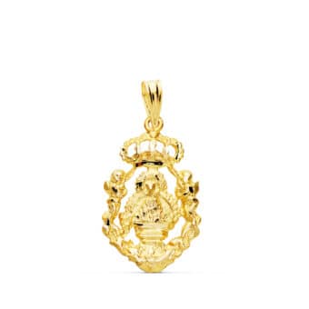 Medalla Virgen de la Cabeza 21 x 13 mm en Oro Amarillo 18K con Escudo