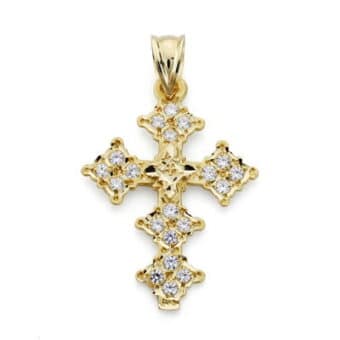 Cruz Canjayar 31 x 22 mm en Oro Amarillo de 18 Quilates Circonitas
