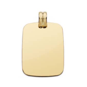 Colgante Chapa Grabación 28 x 20 mm en Oro Amarillo de 18 Quilates Plana
