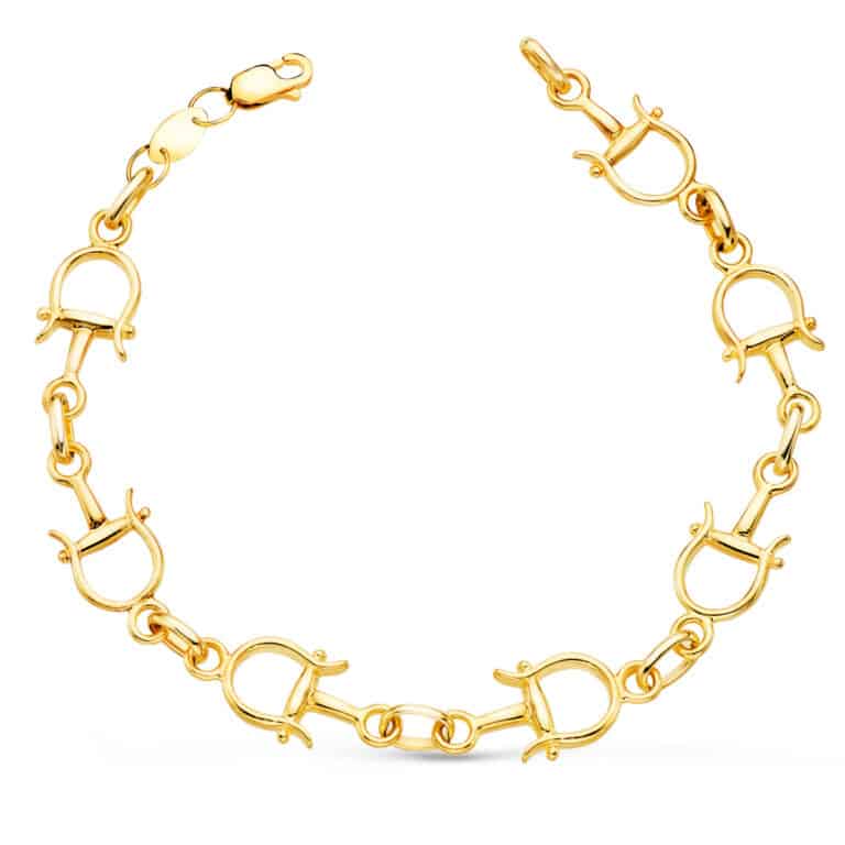 Pulsera Mujer Estribos 20 cm Oro Amarillo 18 Quilates Brillo - Imagen 1