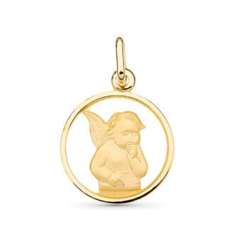 Medalla Bebé 14 mm Ángel Oro Amarillo 18K