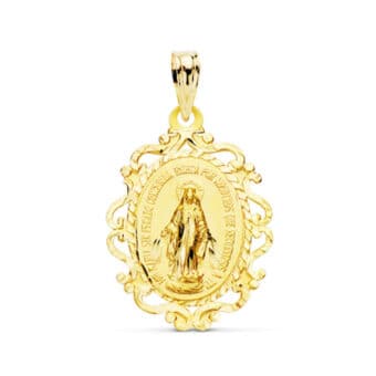 Medalla Virgen Milagrosa 23 x 16 mm Oro Amarillo 18K con Cerco