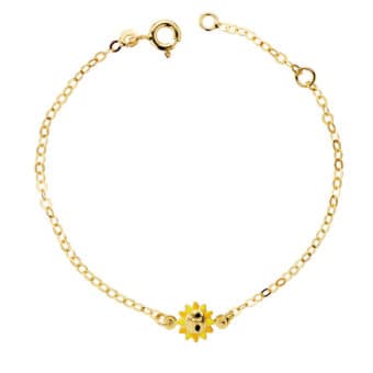 Pulsera Tipo Esclava Bebé 14,5 cm en Oro Amarillo 18K con Sol Esmaltado