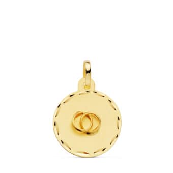Colgante Disco Alianzas 16 mm Oro Amarillo 18 quilates Entrelazadas