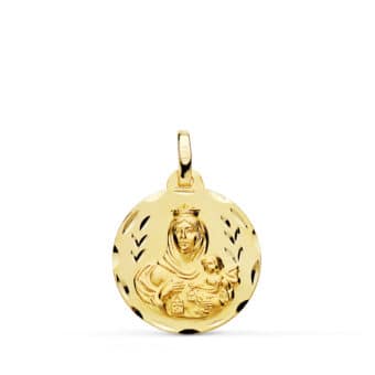 Medalla Virgen del Carmen 18 mm Oro 18K Tallada